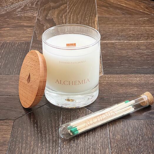 Свеча ароматическая Жасмин Пачули / Jasmine Patchouli / с деревянным фитилем