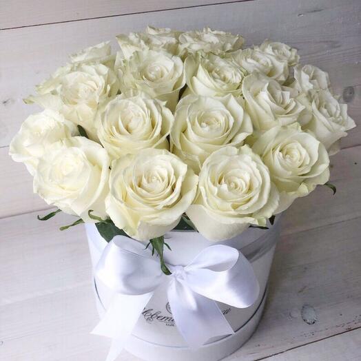 White roses in a box