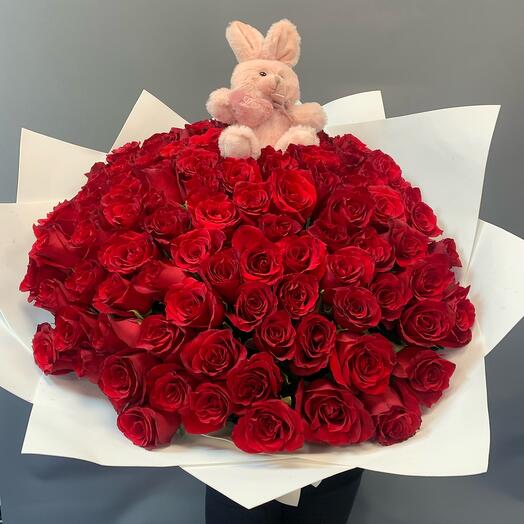 Rosas , oso de Peluche, bolas