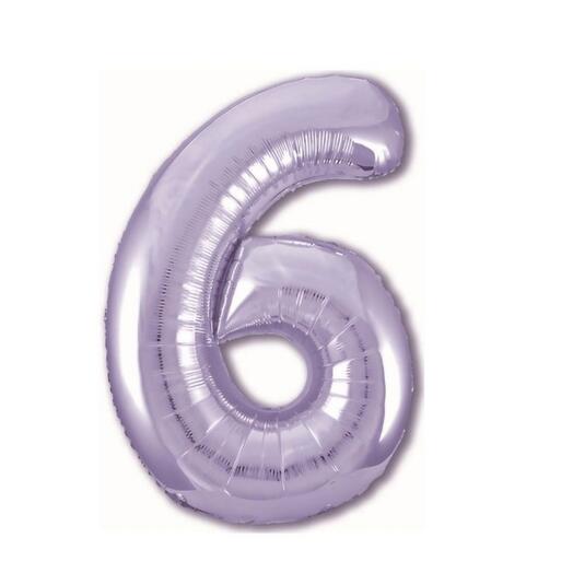 Шар-цифра "6" гелиевый, цвет фиолетовый