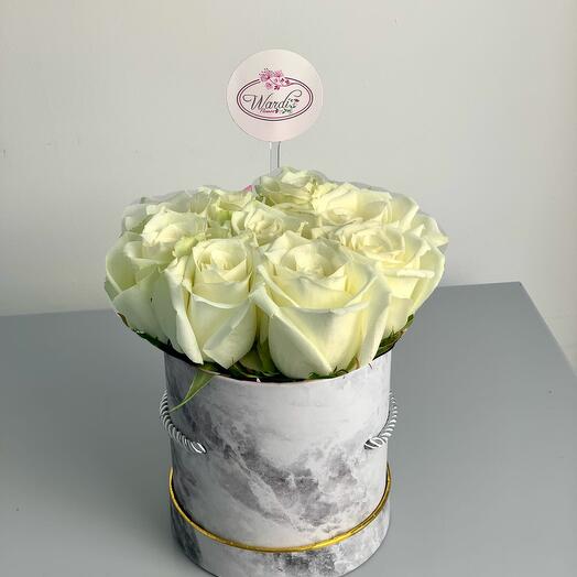 Grey Marble Box (White Roses)
