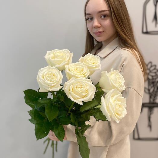 7 белых роз
