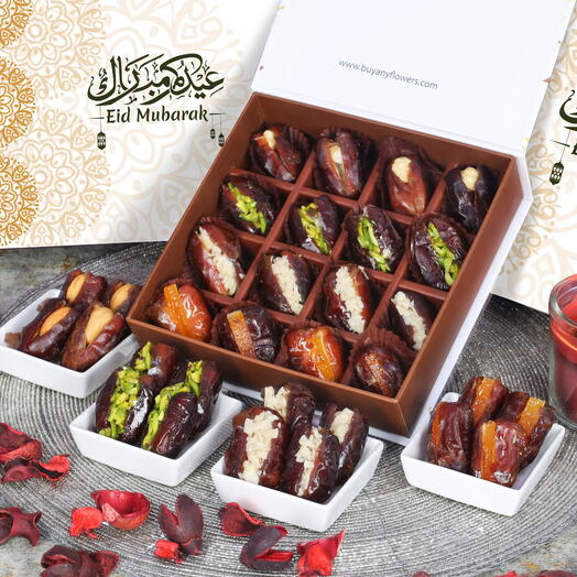 Eid Stuffed Dates By Sweecho 16 Pcs Golden