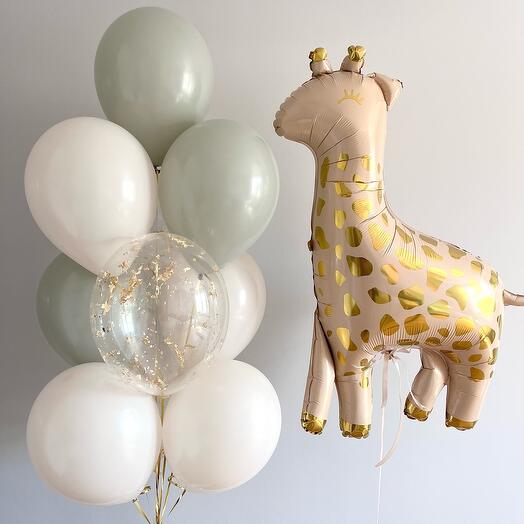 Сет «Жираф с золотом» (11 шаров)