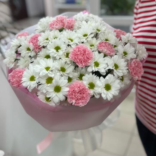 Большой букет с хризантемой и диантусом 🌸