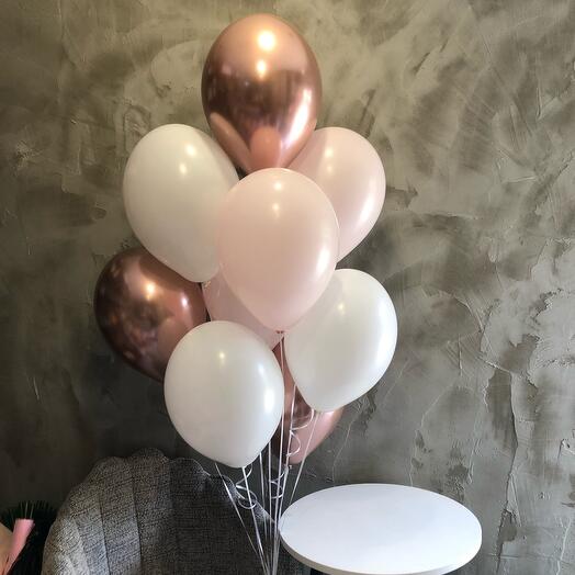 Set of pastel balls with chrome