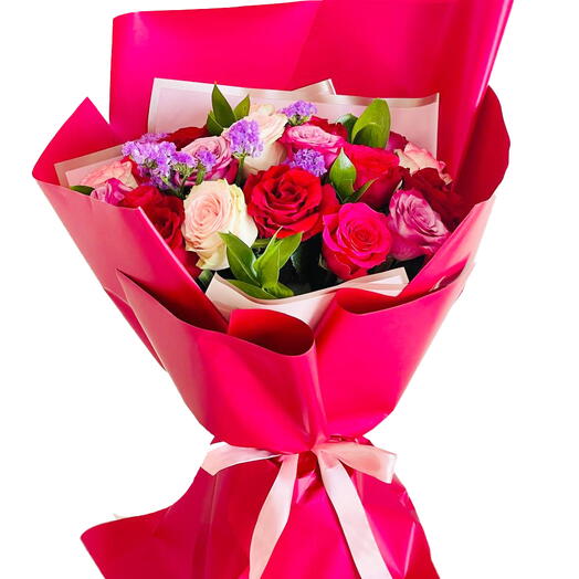 Mixed Roses Bouquet - Fresh Pink and Baby Pink Roses