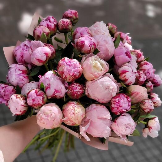 Шикарный букет пионов 51 шт