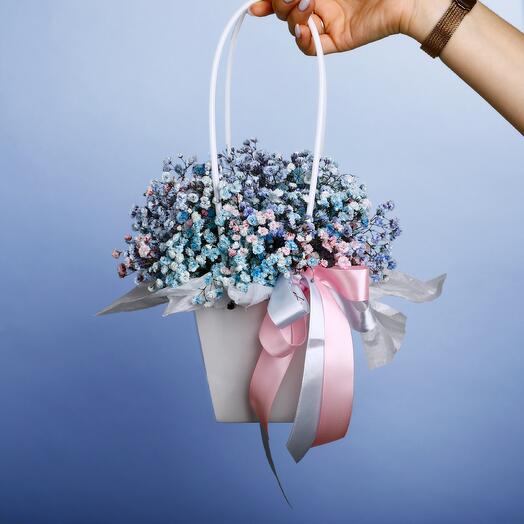 Bolso con gypsophila de color