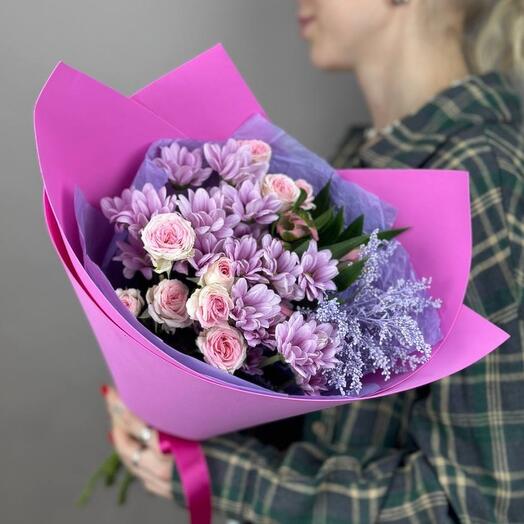 Bouquet Bubble GAM de rosas de arbusto y crisantemos