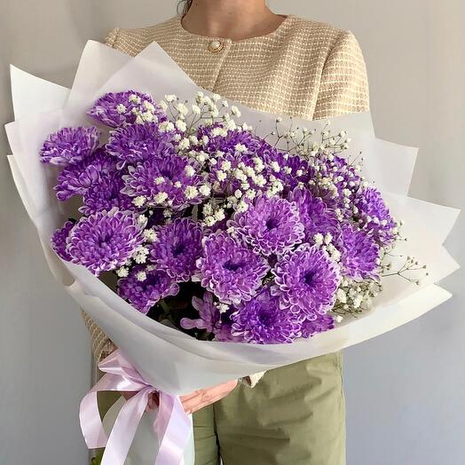 «Сиреневое очарование» 💜 purple хризантема гипсофила