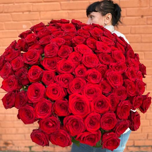 Акция‼️‼️‼️‼️‼️101 шт Красная Роза 🌹 в монобукете «Только тебе»