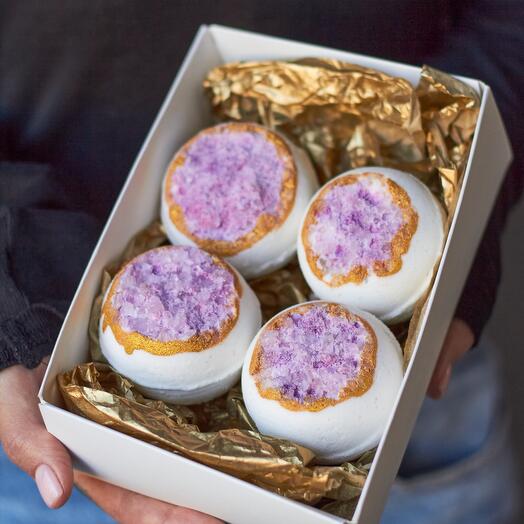 Бокс с бомбочками Жеода с солью 4 шт 💜