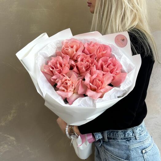 Букет из 7 розовых французских роз 💕