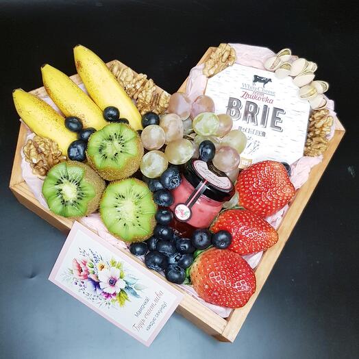 Fruta miel y Brie en Caja de madera