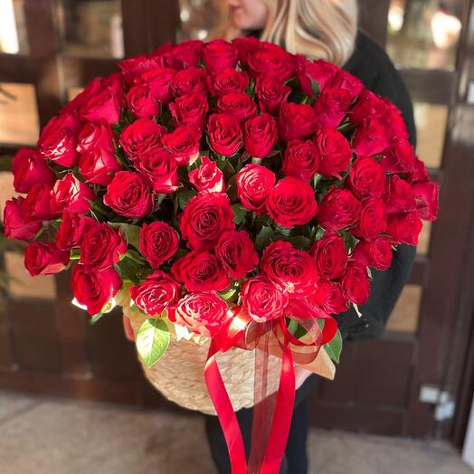 🔥Корзина из 101 розочки