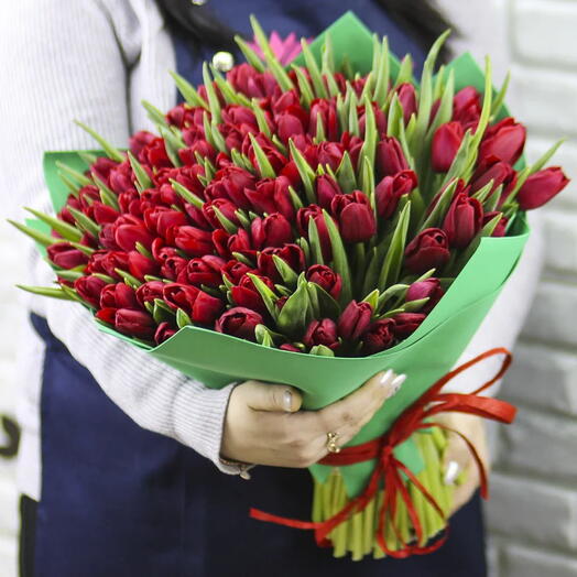 99 Red Gorgeous Tulips