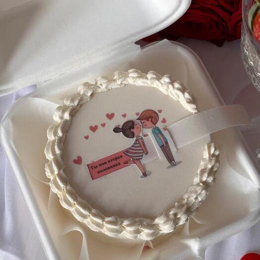 Бенто торт со скрытой надписью "Ты моя вторая половинка"