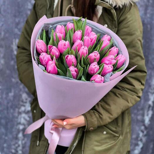 Розовые тюльпаны 23 шт
