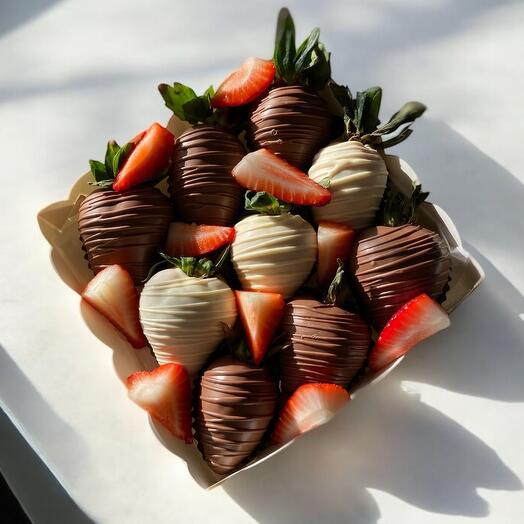 Бокс 9 ягод со свежей клубникой