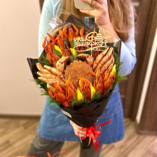 Мужской букет из раков с крабом, подарок на день рождение мужу, папе, жене, подруге
