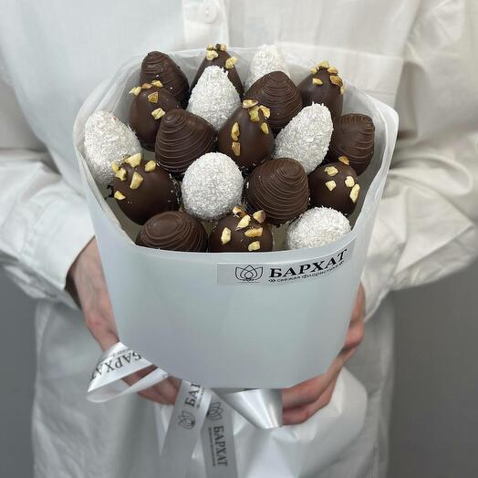 Букет из клубники, клубника в шоколаде Шоколадный Велюр