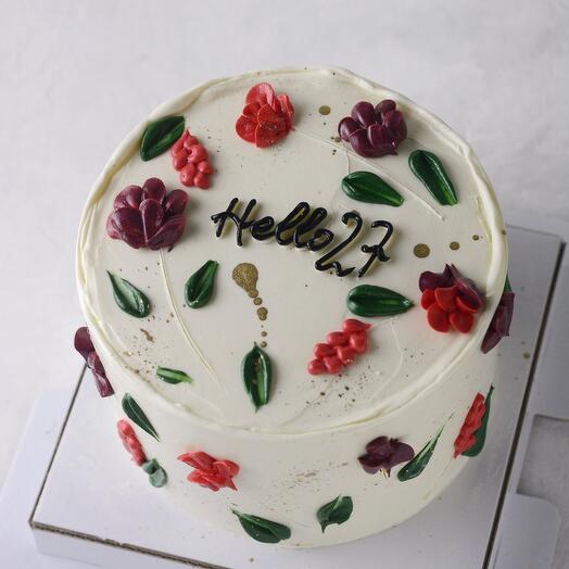 Bento Birthday Cake with Cream Flowers
