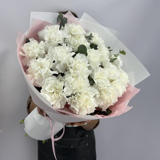 Белоснежные диантусы с эвкалиптом💕