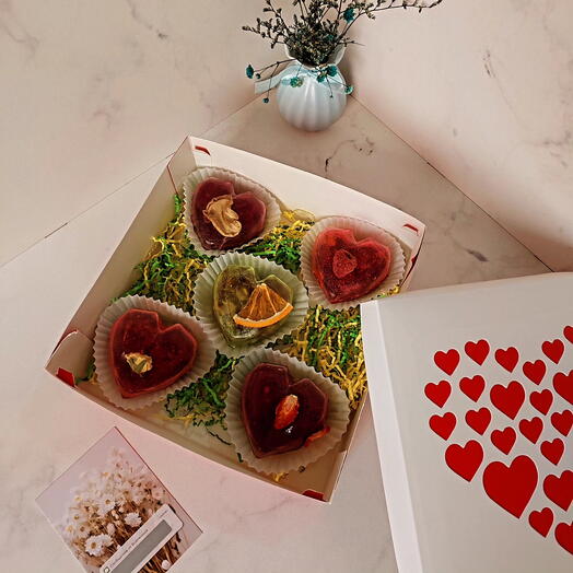 Подарочный набор чайных бомбочек в упаковке с сердечками ♥️ ( 1 шт на 1 л воды) в подарок на день рождения/ маме, любимым