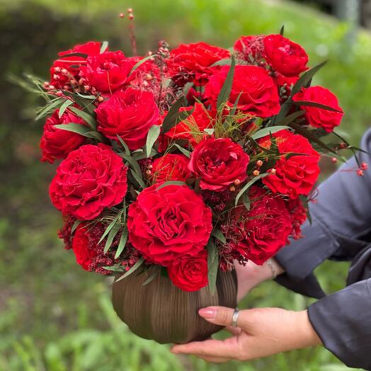 «Божественная гармония» композиция из 31 стабилизированных цветов и растений - живет долгие годы! 41 см