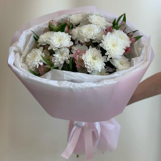 Букет «Загадочный «💕хризантемы и альстромерия