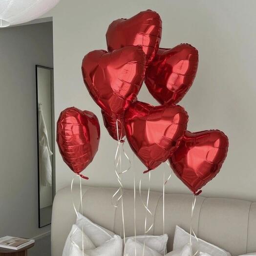 Воздушные шары "7 фольгированных сердец"