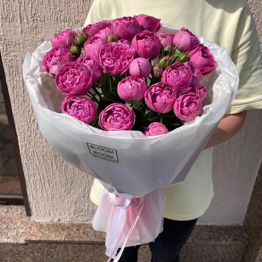 🎀Букет «Bloom room» из яркой кустовой пионовидной розы 👍