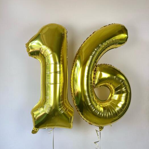 Набор золотые шары-цифры с гелием 2 шт