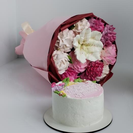 Букет из зефира с бенто-тортом