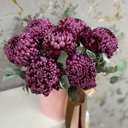 Композиция «Хорошее настроение» хризантемы бигуди