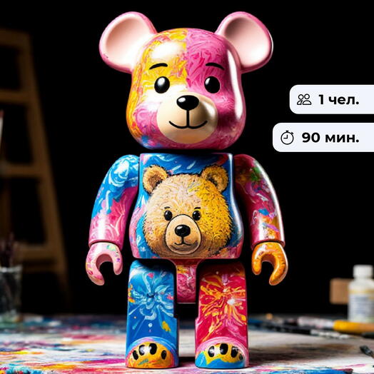Интерьерный мишка.  Роспись брелока Bearbrick