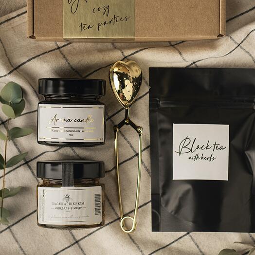 Набор черное золото с аромасвечой