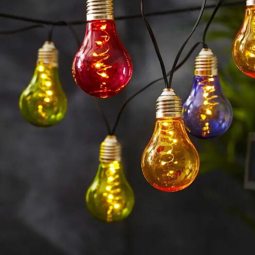 Садовая электрогирлянда GLOW, 10 разноцветных ламп, 50 тёплых белых mini LED-о