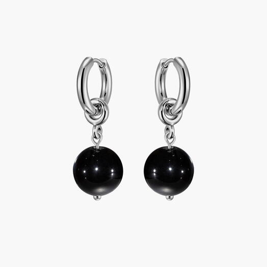 Серьги мини из черного агата