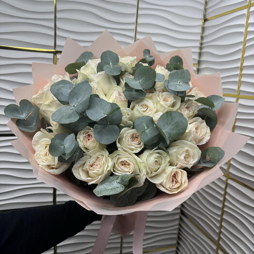 Букет 💐 Вайт Охара с Эвкалиптом 🤍💚