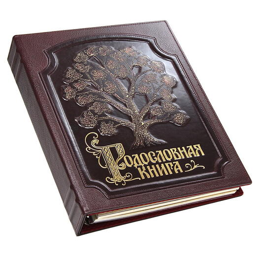 Libro de pedigrí familiar "Exquisito, Árbol dorado" chapado en oro, cubierta de cuero genuino