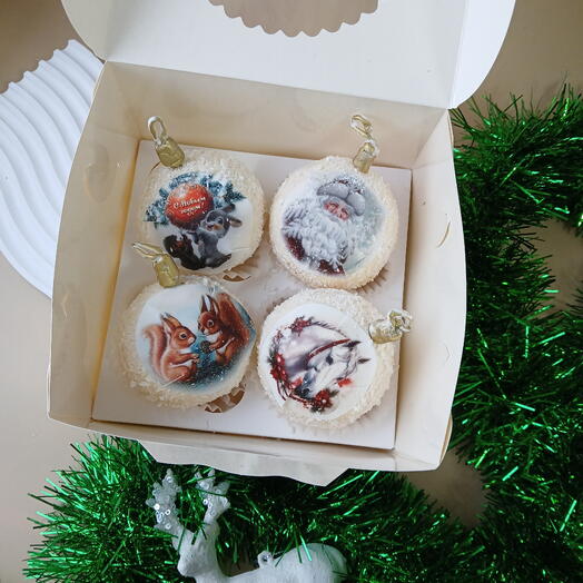 Птичье молоко- ретро елочные шары 4 шт