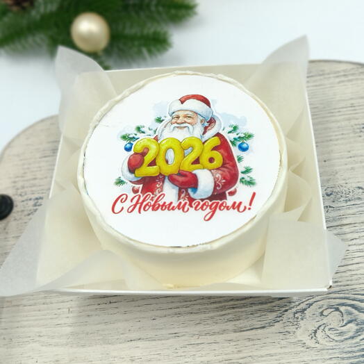 Бенто торт на Новый год с рисунком на сахарной бумаге