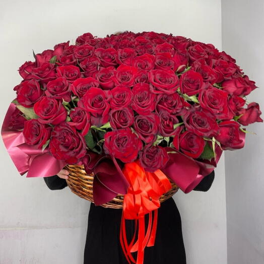 Корзина из 101 красной розы 🔥🔥🔥
