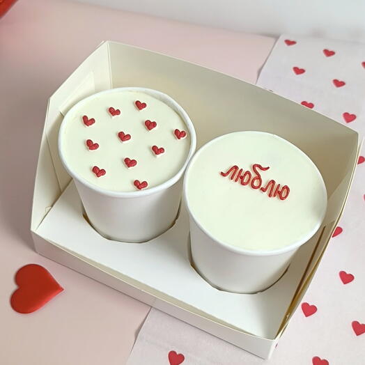 Cake to go тортик в стаканчике 2 шт на день всех влюбленных / тортик в стакане для любимого человека/ подарок на 8 марта