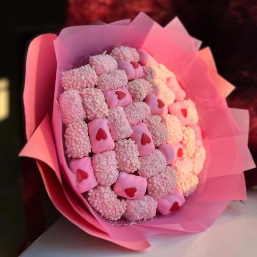 Букет из маршмеллоу в розовом шоколаде💗