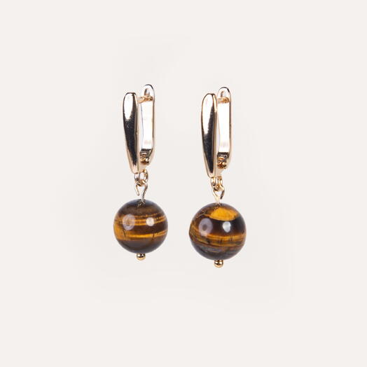 Серьги Мята Тигровый глаз 14K (EAR1141)