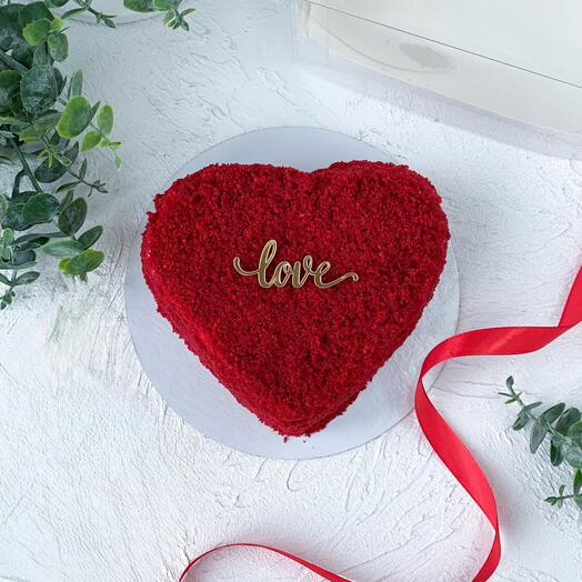 Макси Бенто - торт сердце «love» Красный бархат 600 гр