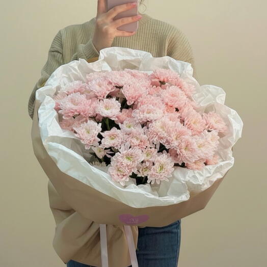 Моно-букет из розовых хризантем 😍